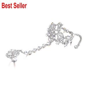 Austrian Crystal Vintage Style Adjustable Bracelet Ring Set Silver-Tone
